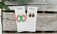 Pink and Green Quatrefoil Cutout Earrings