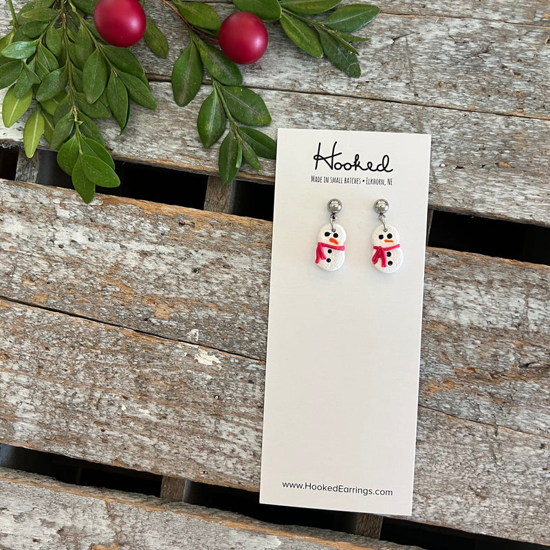 Miniature Snowman Earrings