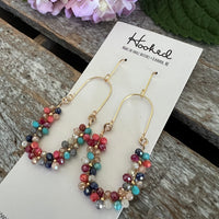 Beaded Boho Oval Hoop Earrings - Sunset