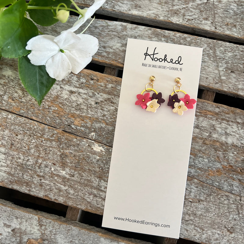 Fall Floral Bouquet Hoop Earrings - Mini