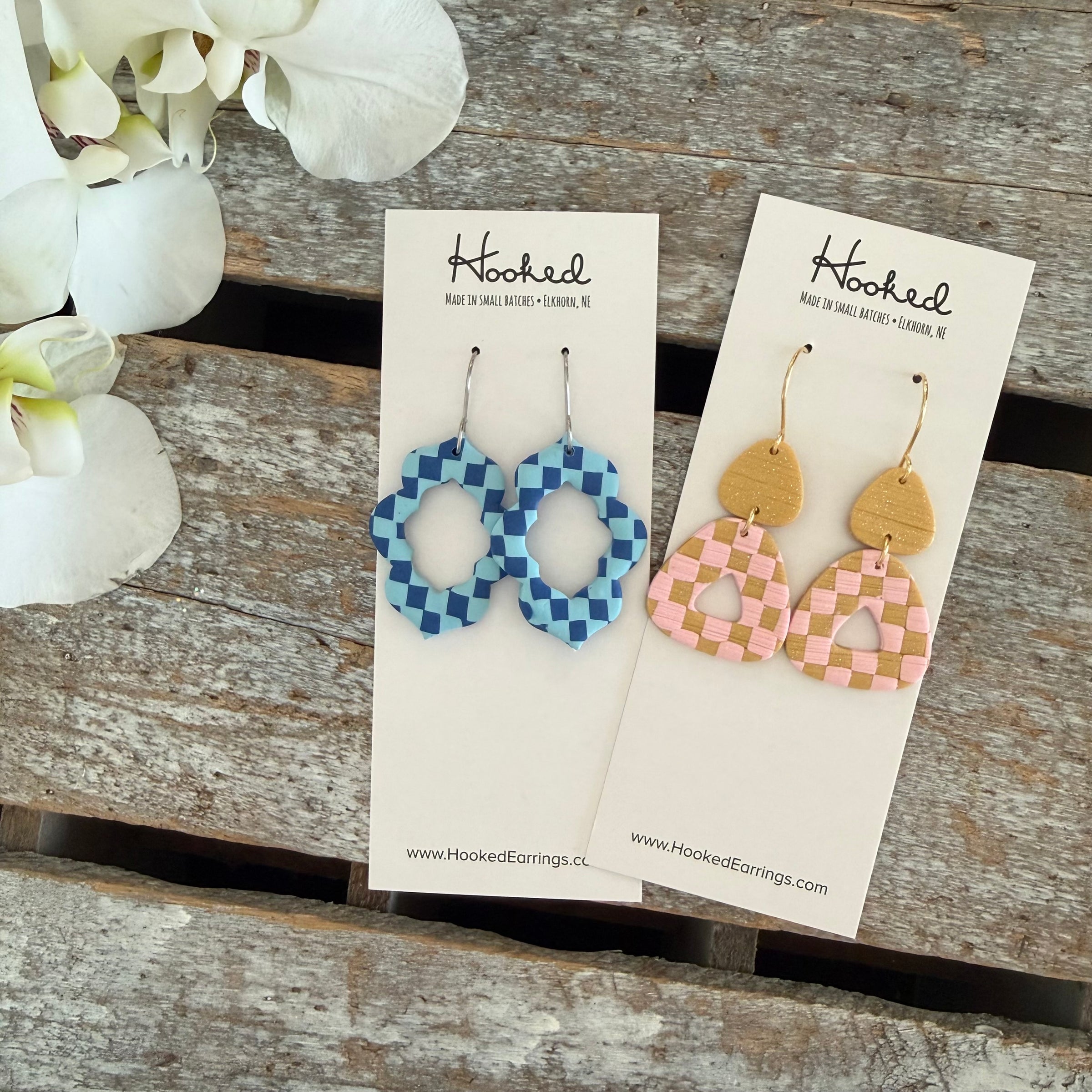 Blue Sky Checkered Earrings