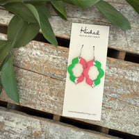 Pink and Green Quatrefoil Cutout Earrings