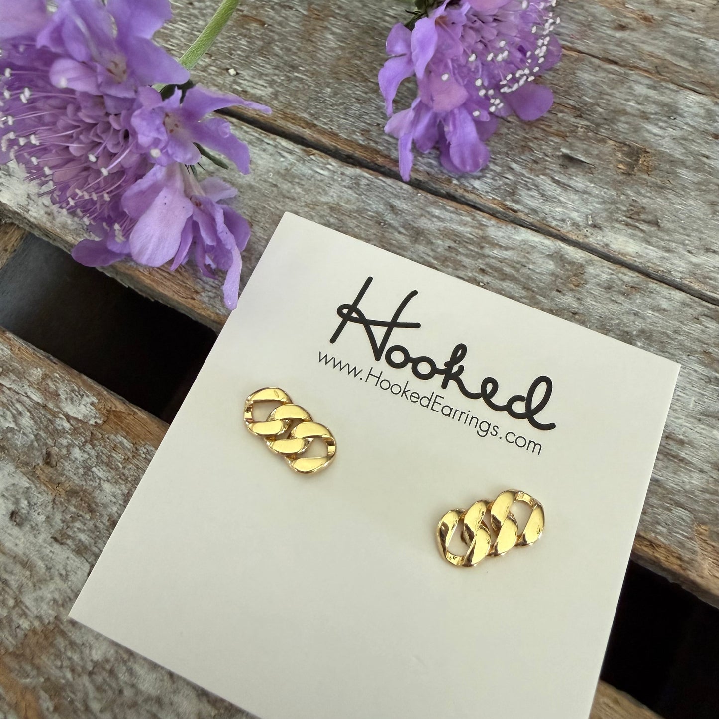 Golden Link Stud Earrings