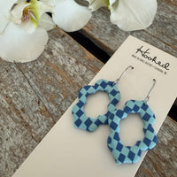 Blue Sky Checkered Earrings