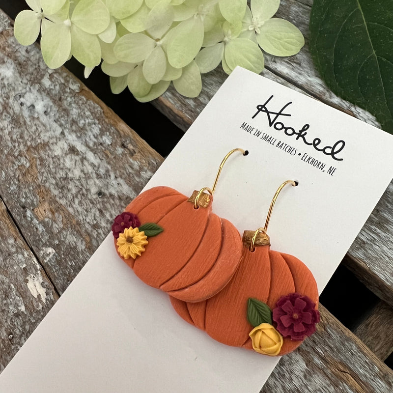 Fall Floral Pumpkin Earrings