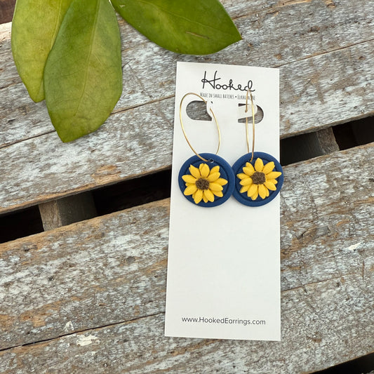 Sunflower Blue Dangle Earrings