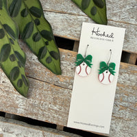 Baseball + Bow Earrings ** FOUR Colors!
