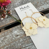 Floral Hoop Earrings in Ivory - Two Sizes