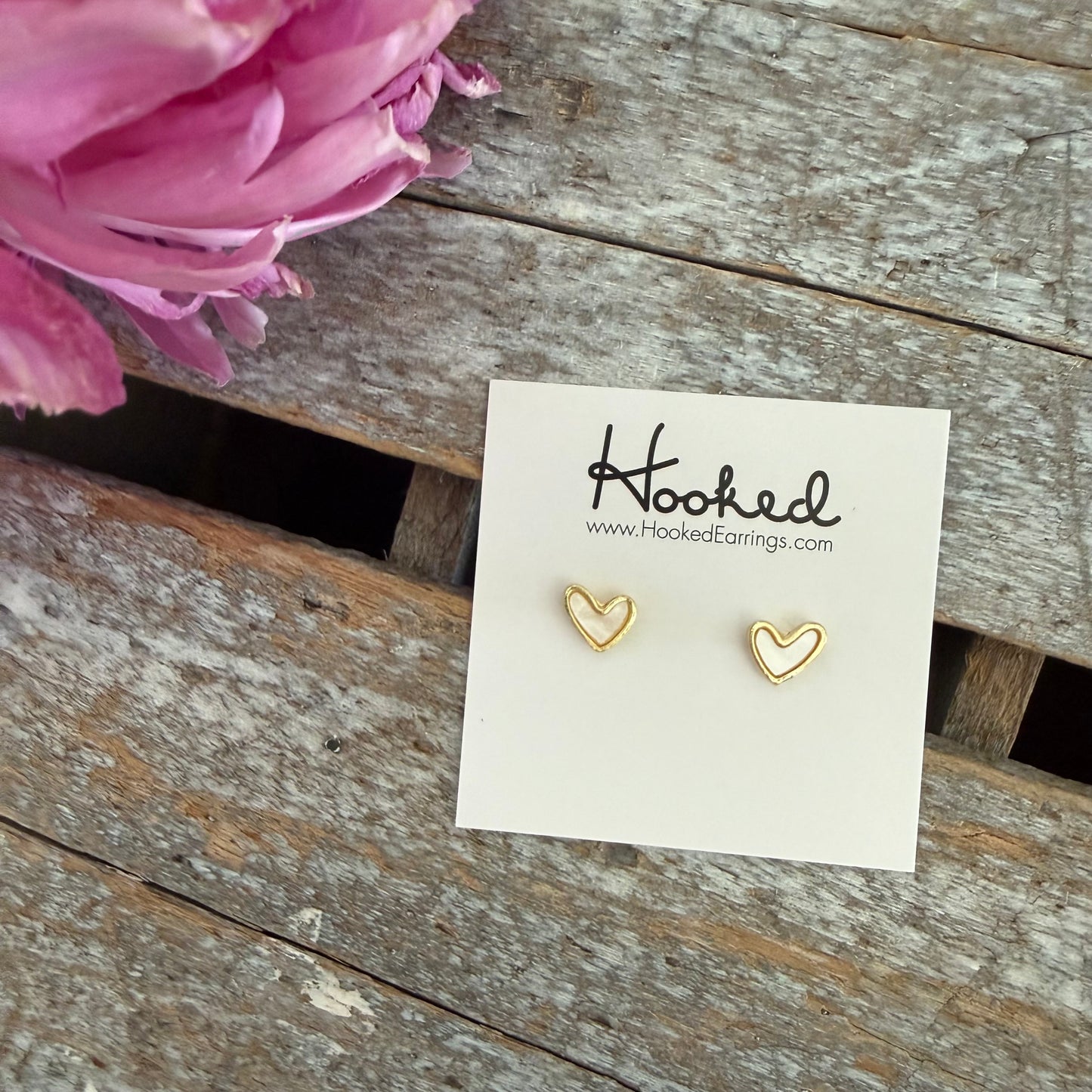 Pearly Heart Stud Earrings