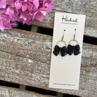 Bow Hoop Earrings in Black