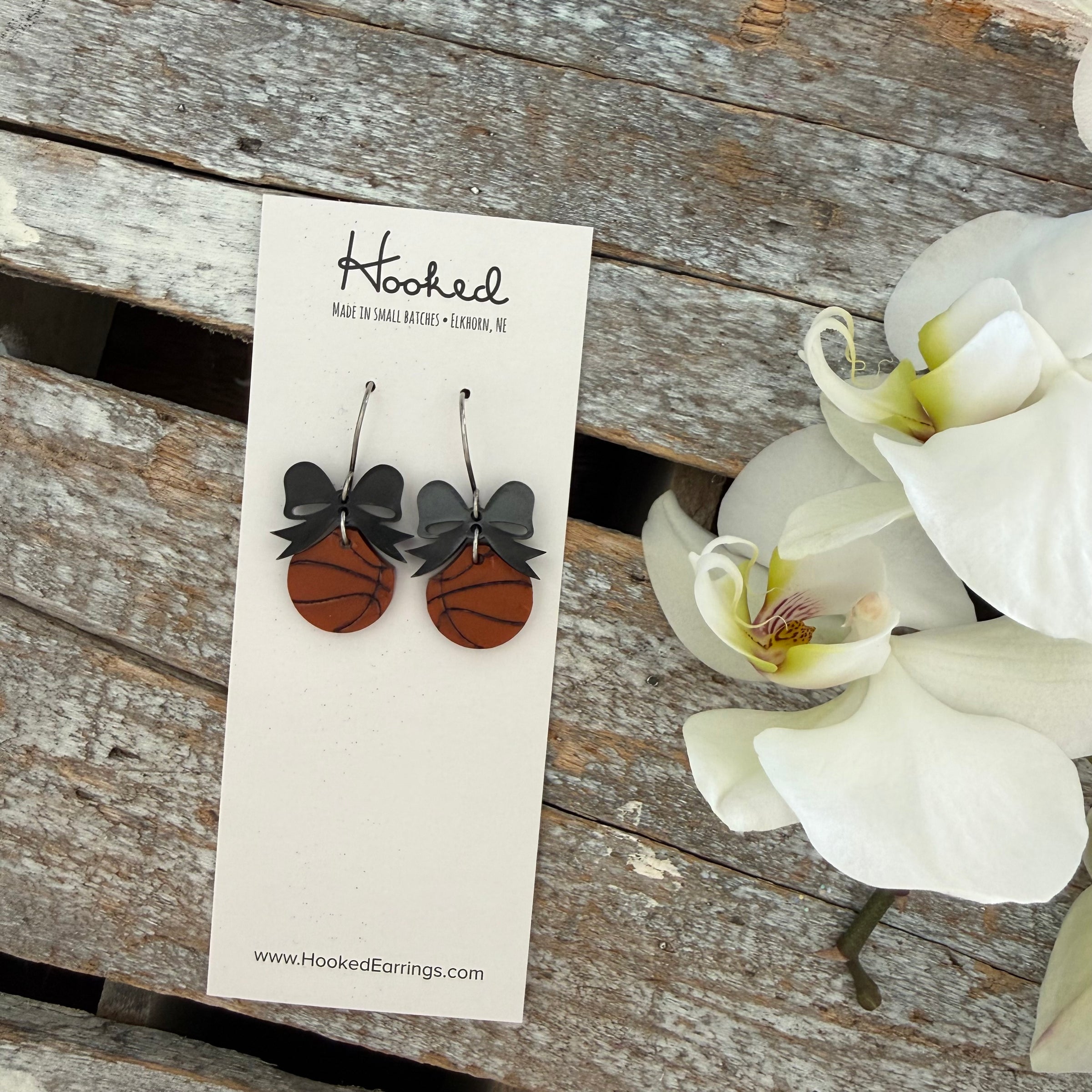 Basketball + Bow Earrings