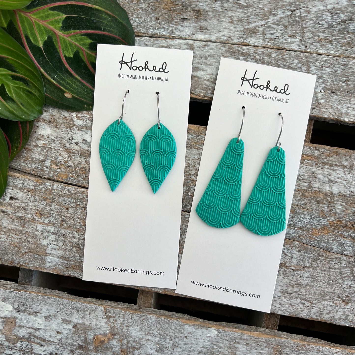 Boho Arch Leaf Dangles in Pastel Jade - Small