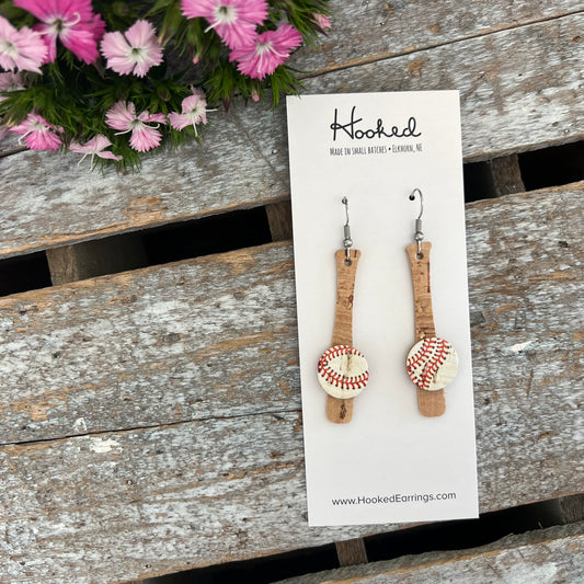 Home Run • Bat & Ball Earrings  - Medium