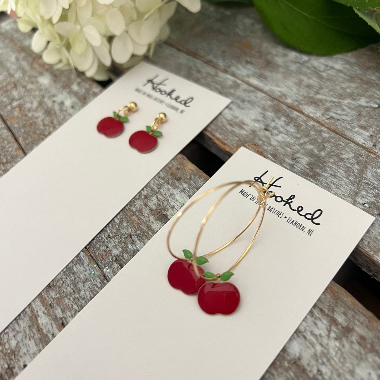 Tiny Apple Dangle Earrings - Two Styles