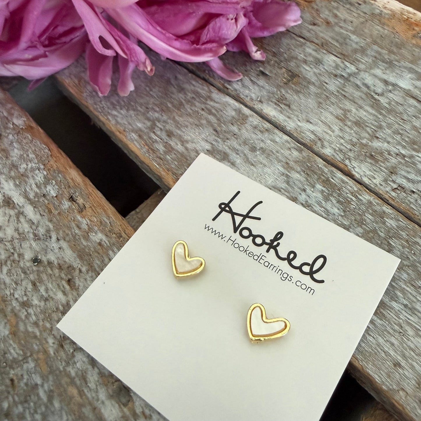 Pearly Heart Stud Earrings