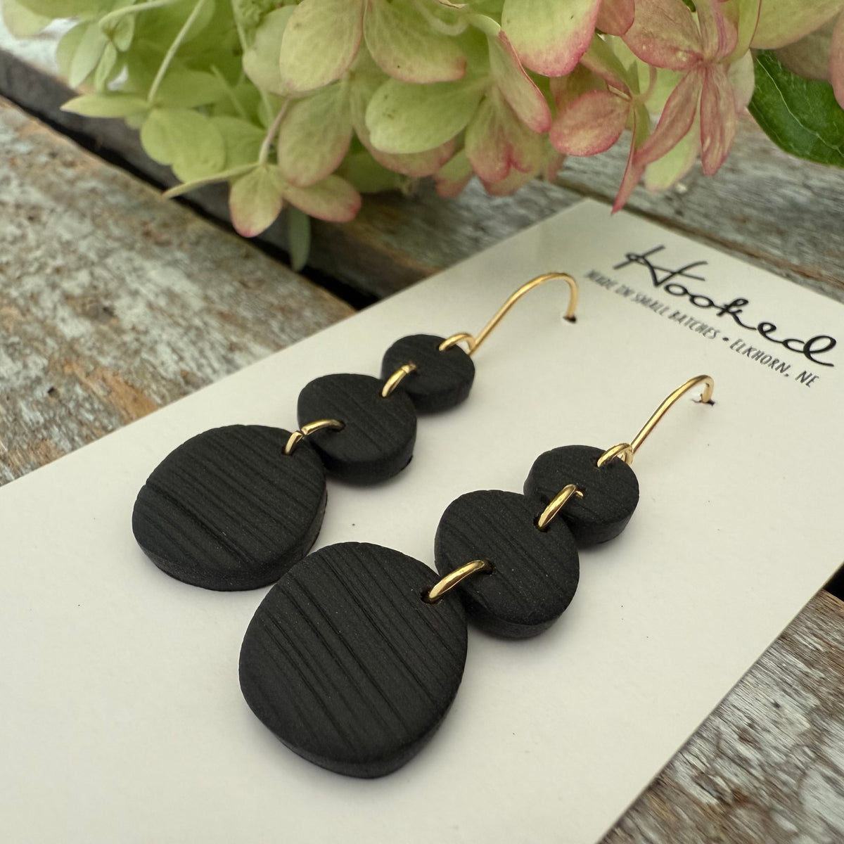 Obsidian Stacked Pebble Earrings