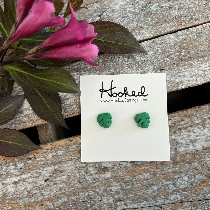 Monstera Leaf Stud Earrings