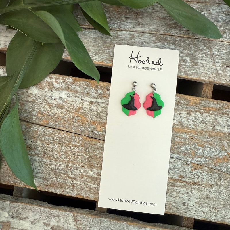 Witchy Pink and Green Earringsi