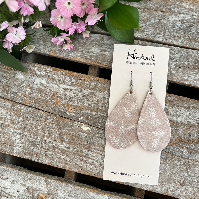 Farmhouse Taupe Teardrop Earrings - Medium