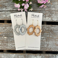 Quatrefoil Cutout Earrings in Brushed Metallic Gold