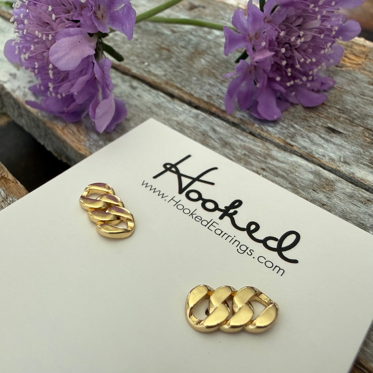 Golden Link Stud Earrings