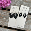 Silver Pave Rhinestone Earrings in Ebony - Medium