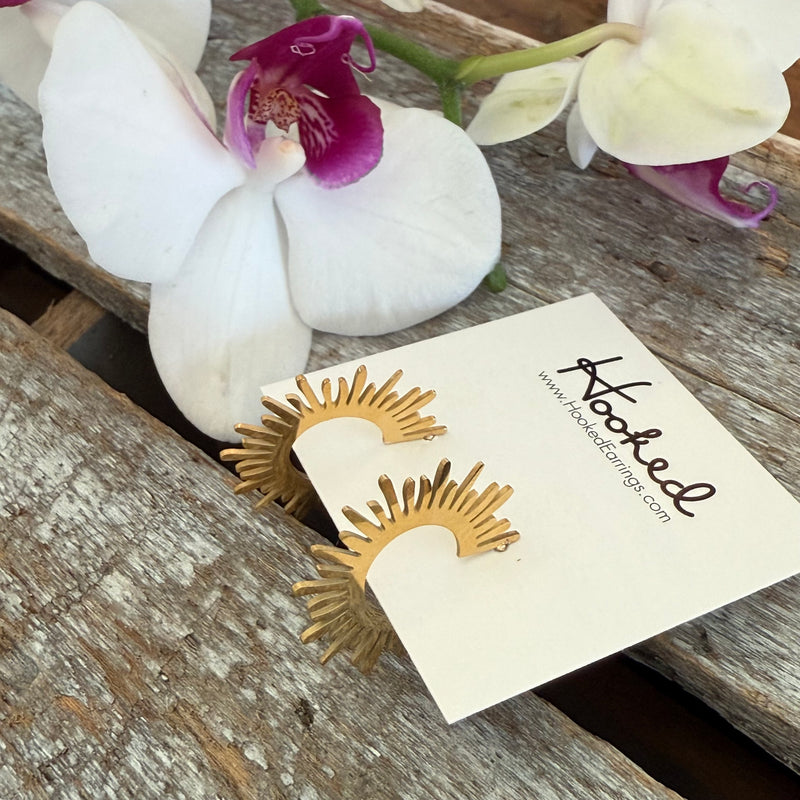 Golden Sunburst Hoop Earrings
