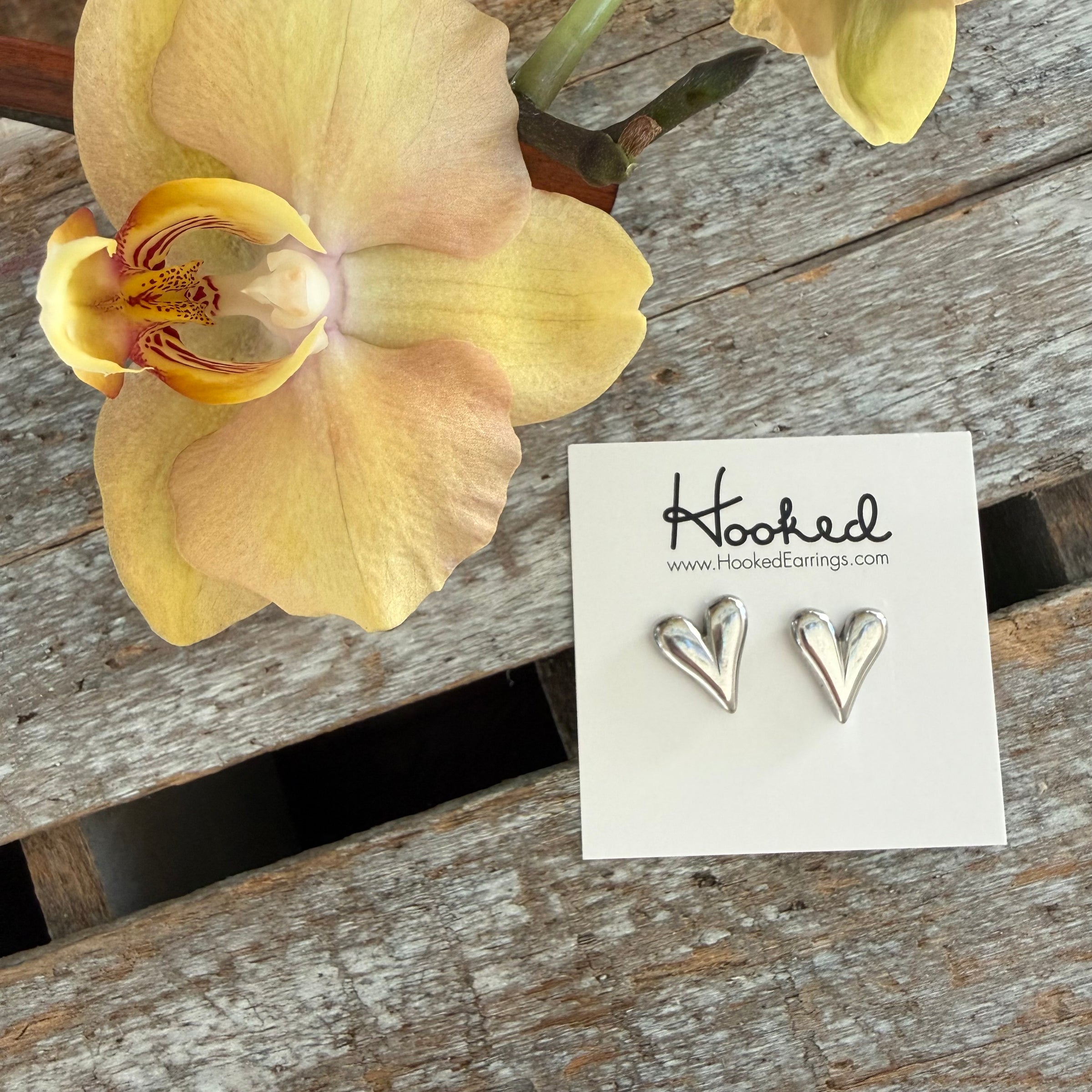 Puffy Heart Luxe Stud Earrings - Silver