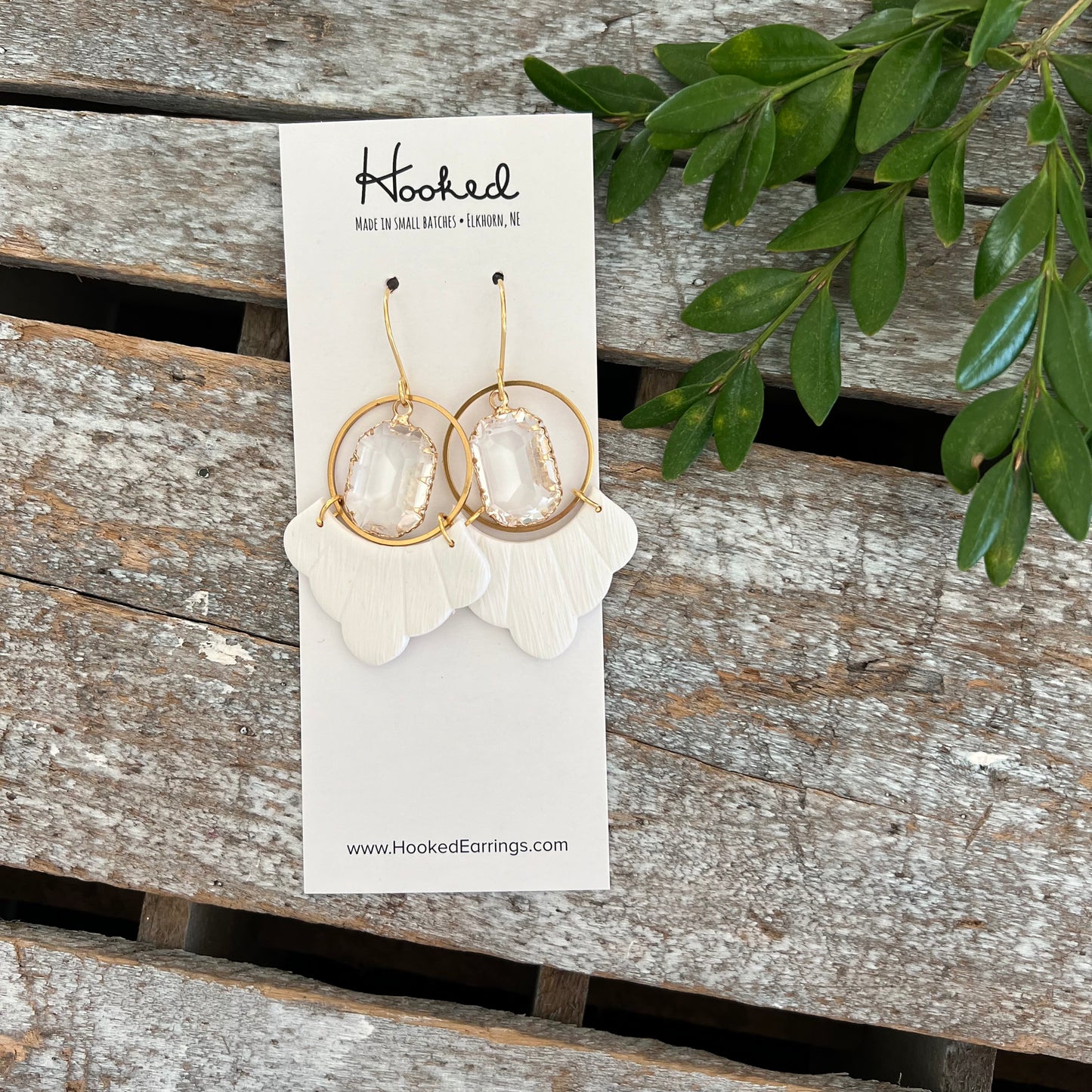 Porcelain Crystal Ruffled Hoop Earrings - Medium