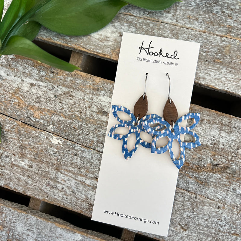 Speckled Blue Orchid Cutout Earrings