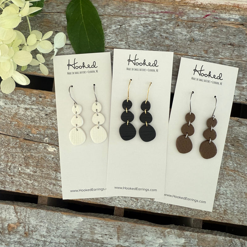 Obsidian Stacked Pebble Earrings