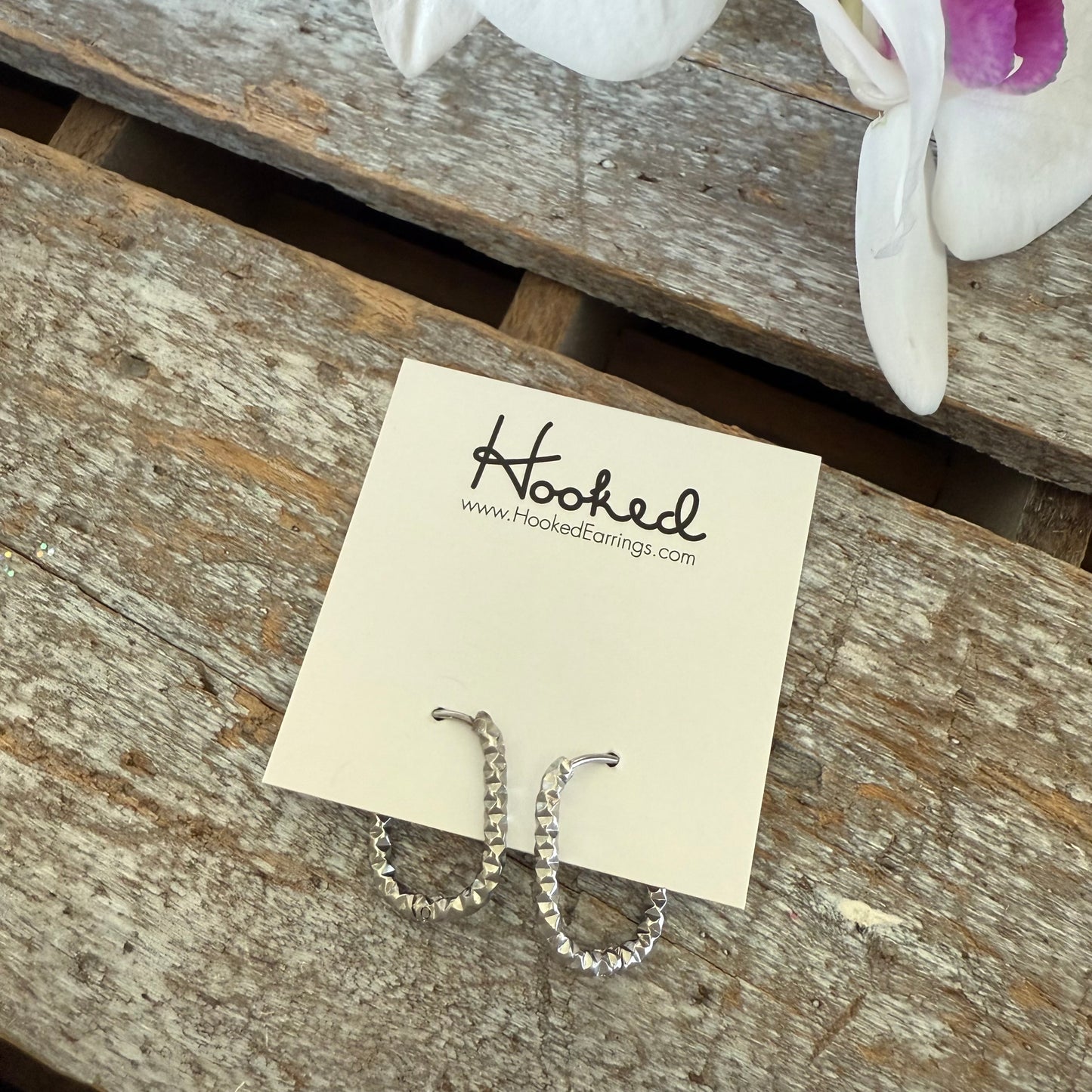Hammered Huggie Hoop Earrings - Size Large - Silver