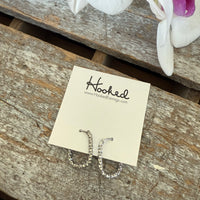 Hammered Huggie Hoop Earrings - Size Large - Silver