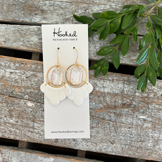 Porcelain Crystal Ruffled Hoop Earrings - Medium