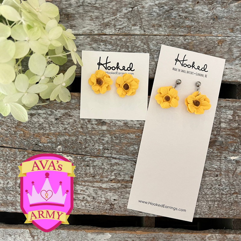 Flower Earrings - XS Dangles or Large Studs - Ava's Army Benefit