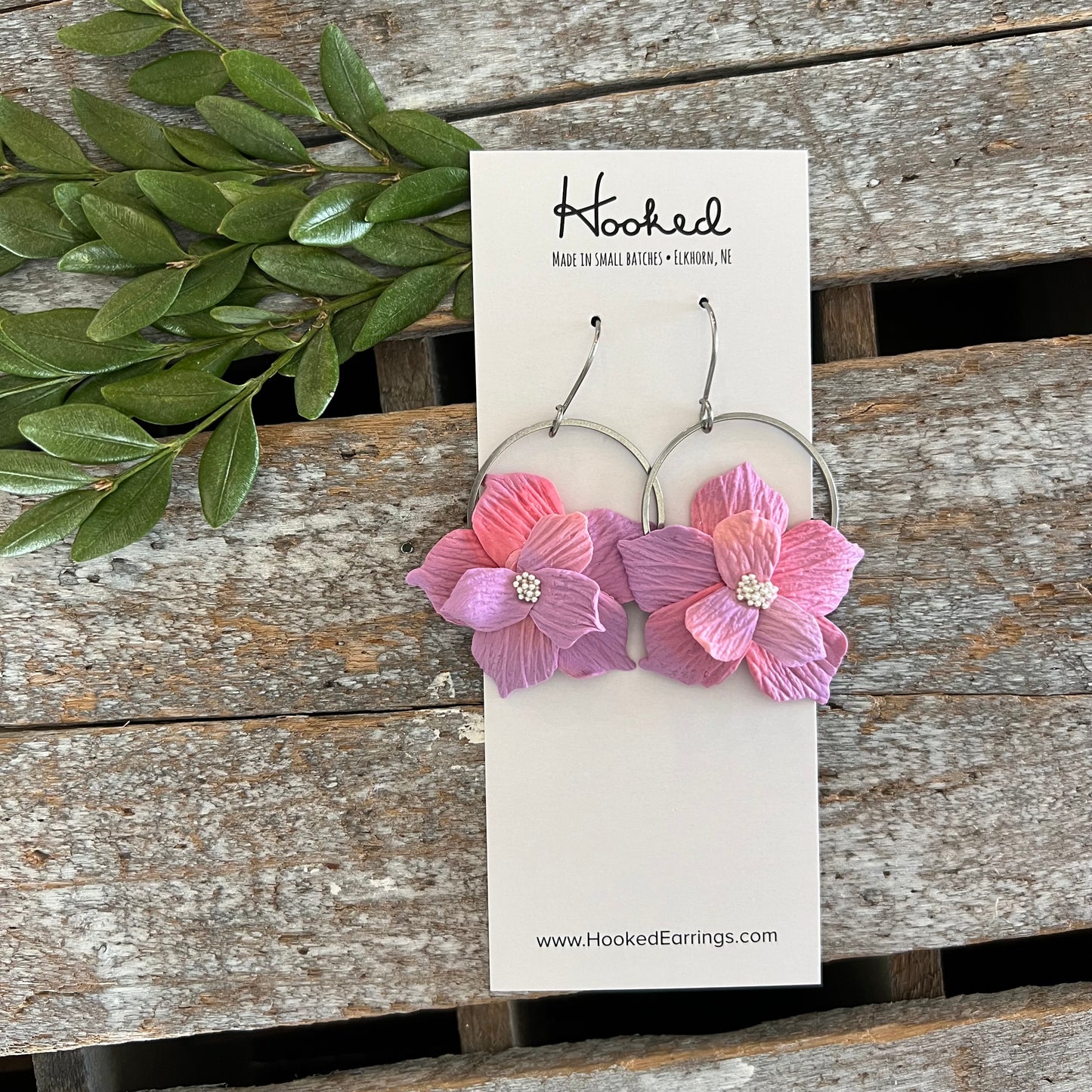 Floral Hoop Earrings in Hydrangea