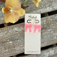 Preppy Bow Earrings - Punch Pink
