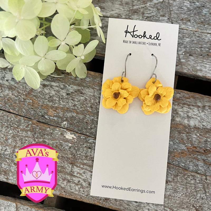 Yellow Flower Dangle Earrings - Small