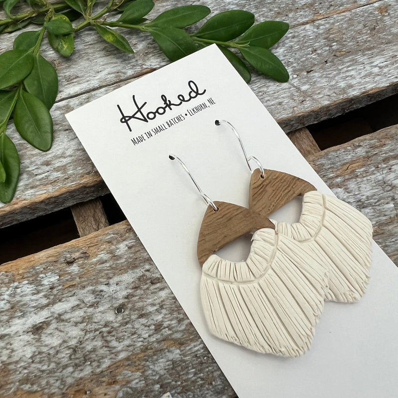 Clay Macrame Earrings in Ivory