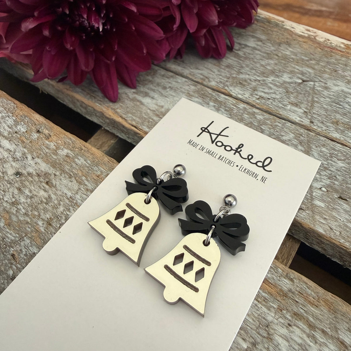 Black Tie Bell Earrings