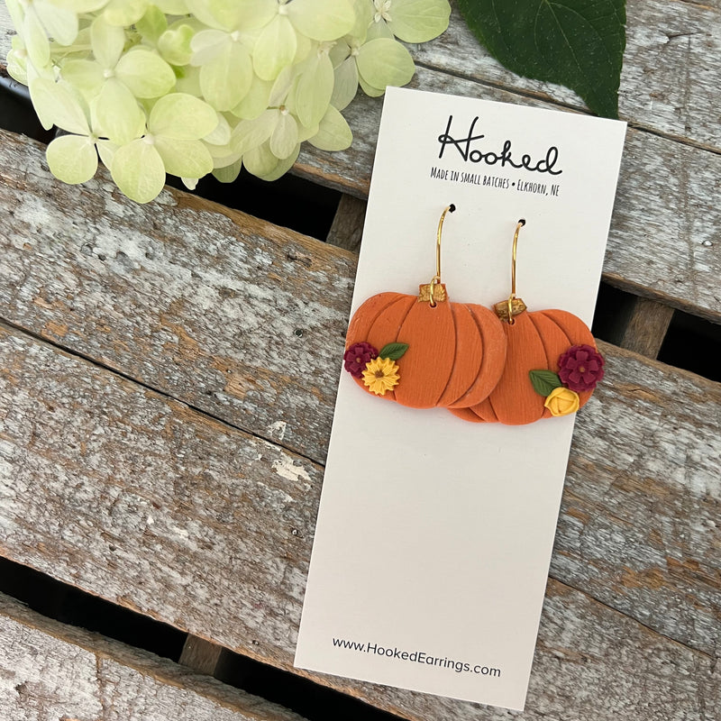 Fall Floral Pumpkin Earrings