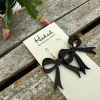Glitzy Bow Earrings - Black Patent