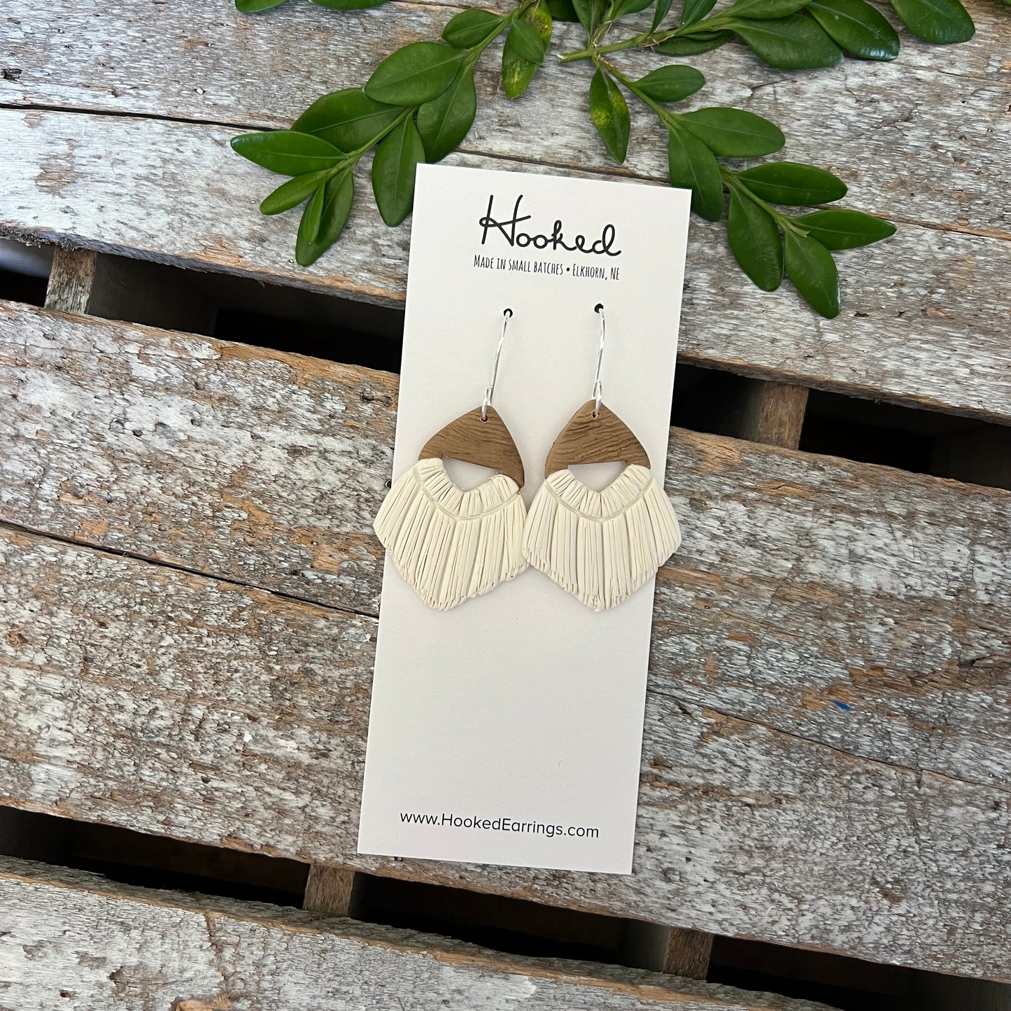 Clay Macrame Earrings in Ivory