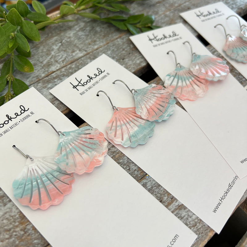 Sea Shell Cutout Pool Earrings - Waterproof