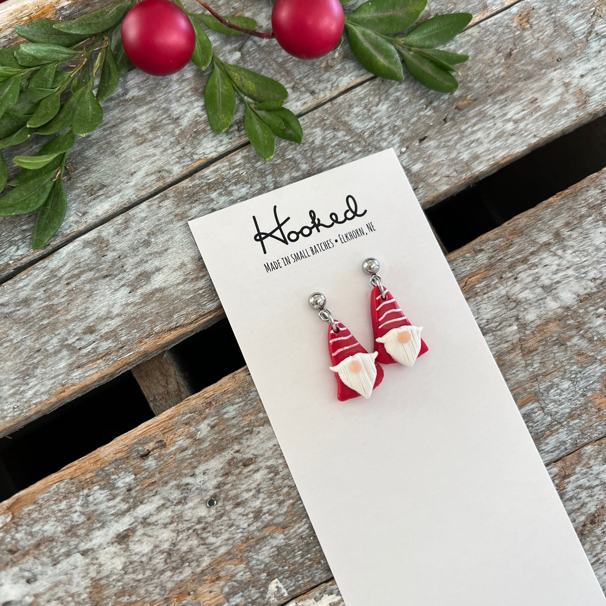 Mini Christmas Gnome Earrings