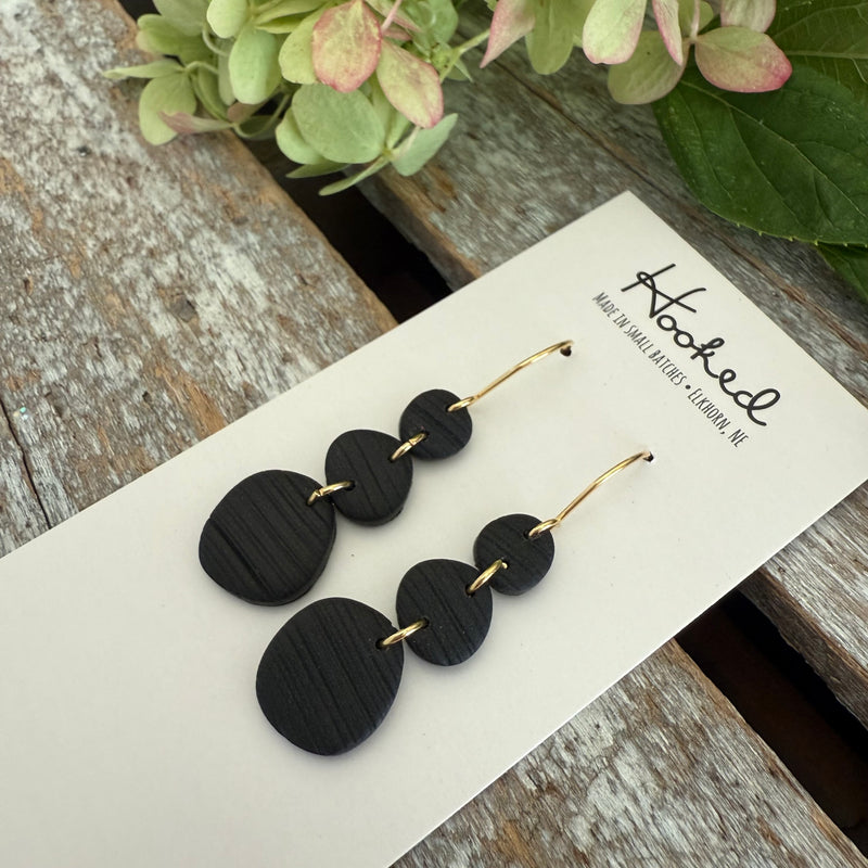 Obsidian Stacked Pebble Earrings