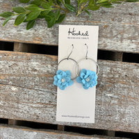 Floral Hoop Earrings in Sky Blue