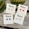 Tiny Sparkle Heart Studs - 8mm