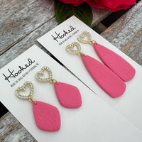 Pave Heart Dangle Earrings - Small