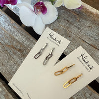 Paper Clip Chain Earrings - Gold